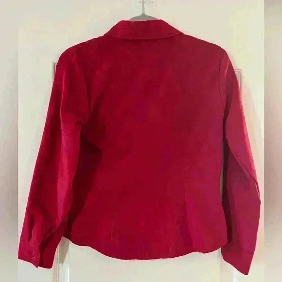 EUC Lemon Grass Studio Dark Red Button Down Polyester Blouse Women’s PS - Picture 7 of 12